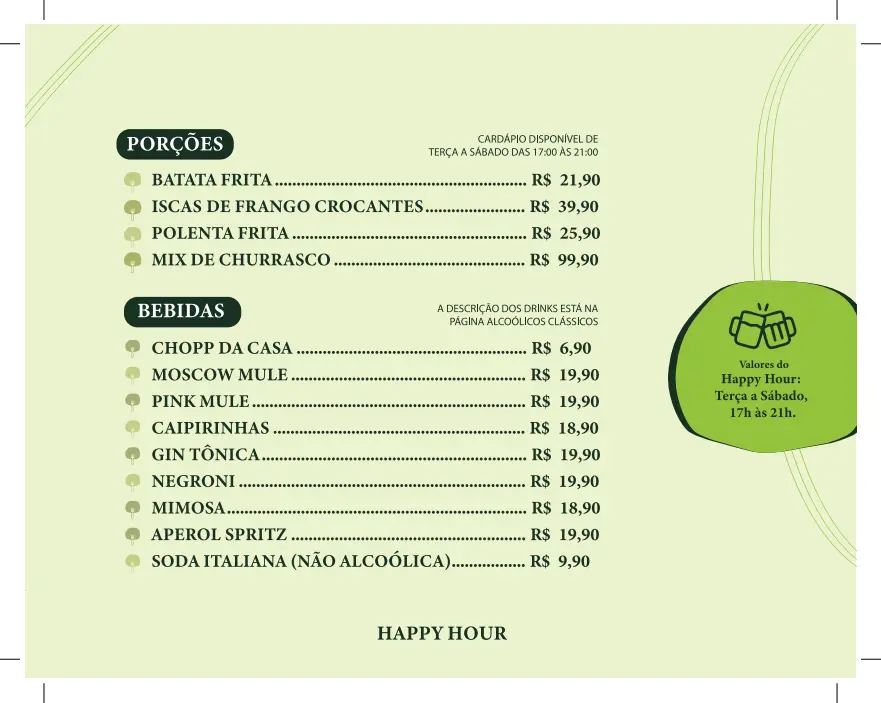 Cardápio - Happy Hour